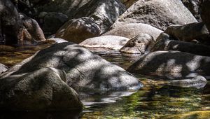 Preview wallpaper stones, stream, bottom, shadows