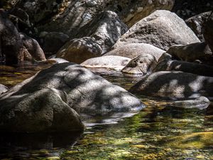 Preview wallpaper stones, stream, bottom, shadows