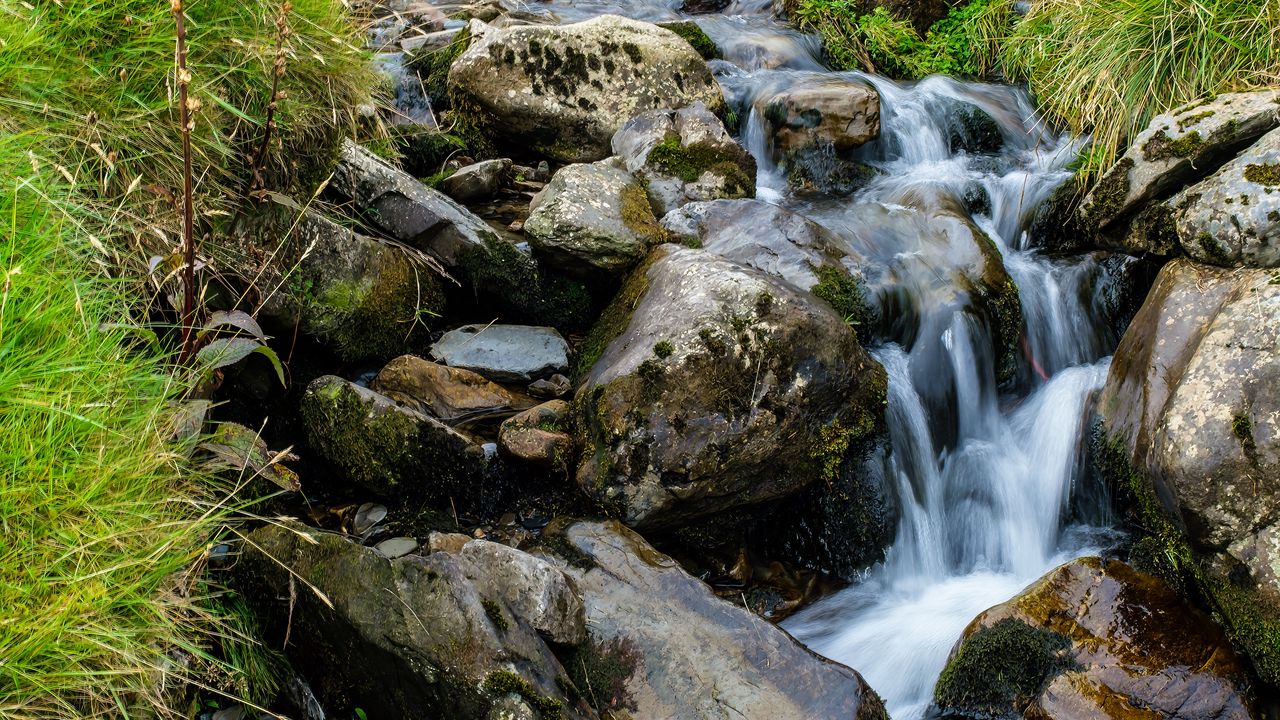 Wallpaper stones, stream, grass, nature