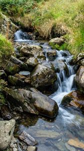 Preview wallpaper stones, stream, grass, nature
