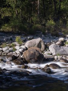 Preview wallpaper stones, stream, trees, landscape