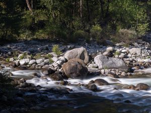 Preview wallpaper stones, stream, trees, landscape