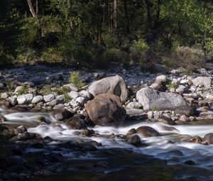 Preview wallpaper stones, stream, trees, landscape