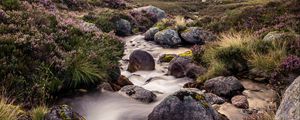 Preview wallpaper stones, stream, valley, hills