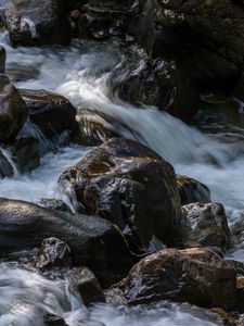 Preview wallpaper stones, stream, water, landscape, nature