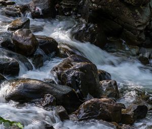 Preview wallpaper stones, stream, water, landscape, nature