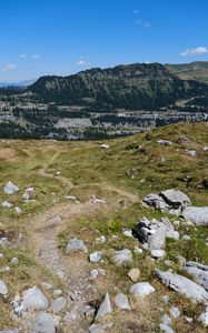 Preview wallpaper stones, trail, trees, mountain