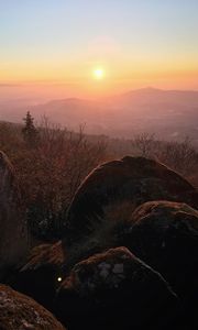 Preview wallpaper stones, trees, hills, landscape