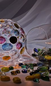 Preview wallpaper stones, vase, colored, glass, balls