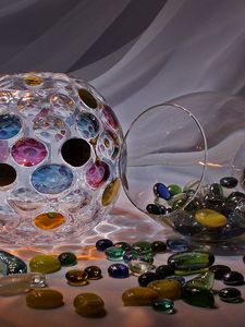 Preview wallpaper stones, vase, colored, glass, balls