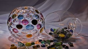 Preview wallpaper stones, vase, colored, glass, balls