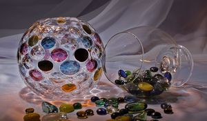 Preview wallpaper stones, vase, colored, glass, balls