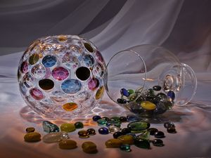 Preview wallpaper stones, vase, colored, glass, balls