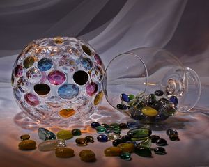 Preview wallpaper stones, vase, colored, glass, balls