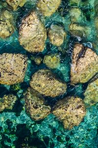 Preview wallpaper stones, water, bottom, sea, aerial view