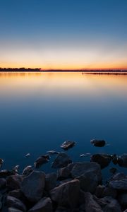 Preview wallpaper stones, water, decline, lake, evening