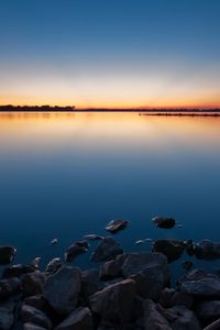 Preview wallpaper stones, water, decline, lake, evening