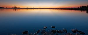 Preview wallpaper stones, water, decline, lake, evening