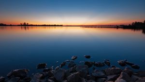 Preview wallpaper stones, water, decline, lake, evening