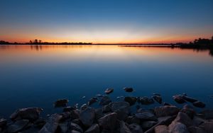 Preview wallpaper stones, water, decline, lake, evening