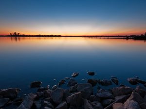 Preview wallpaper stones, water, decline, lake, evening