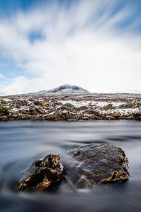 Preview wallpaper stones, water, fog, mountain, nature