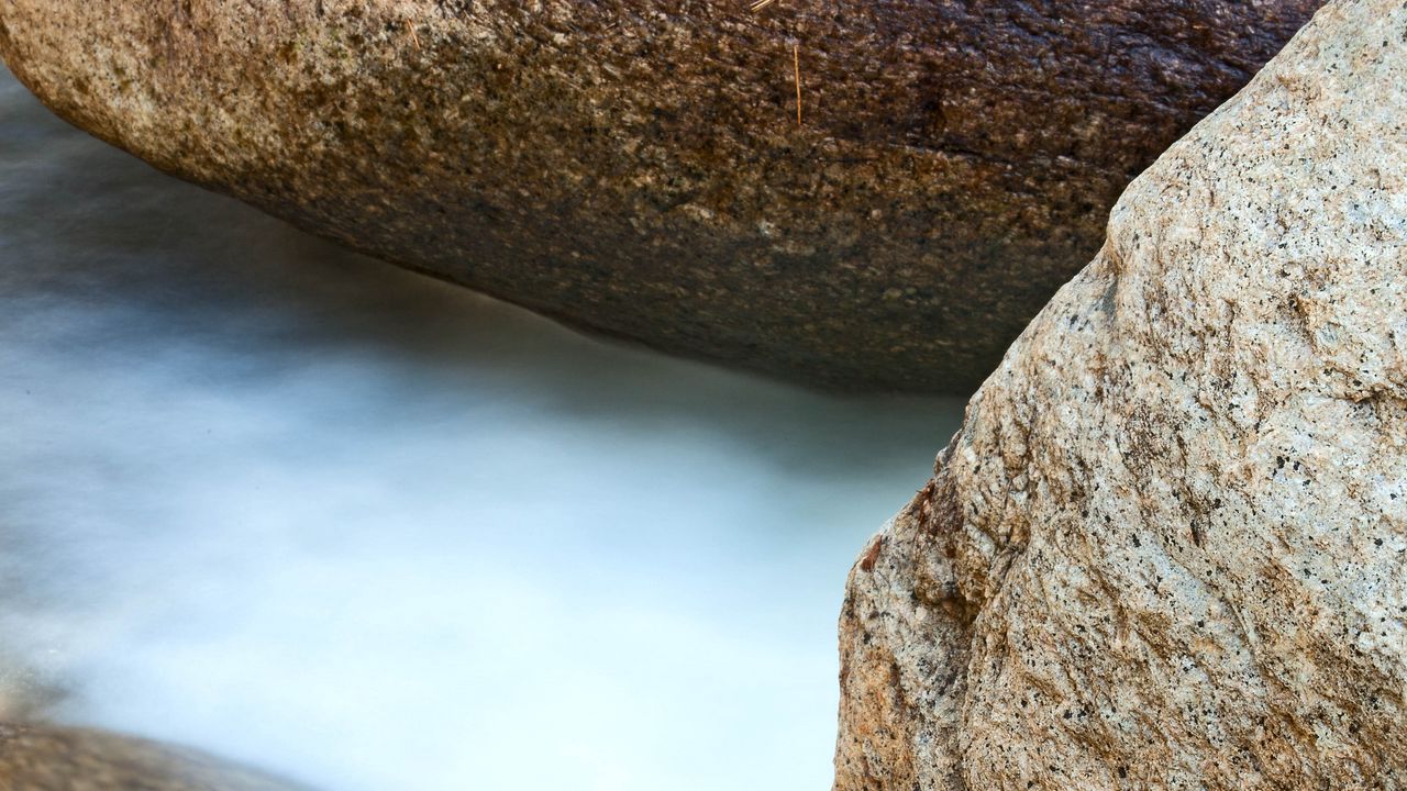 Wallpaper stones, water, long exposure, nature