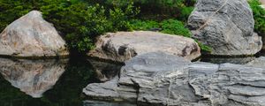 Preview wallpaper stones, water, pond, landscape, nature