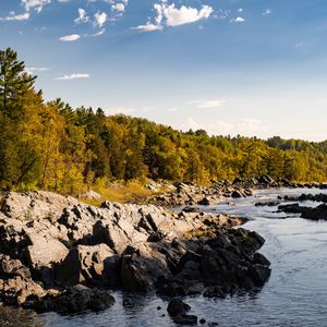 Preview wallpaper stones, water, river, trees