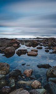 Preview wallpaper stones, water, sea, nature, sky