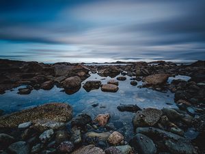 Preview wallpaper stones, water, sea, nature, sky