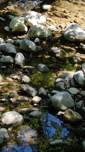 Preview wallpaper stones, water, shadows, stream, moss