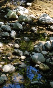 Preview wallpaper stones, water, shadows, stream, moss