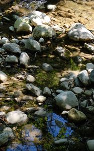 Preview wallpaper stones, water, shadows, stream, moss