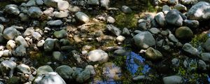 Preview wallpaper stones, water, shadows, stream, moss