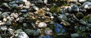 Preview wallpaper stones, water, shadows, stream, moss