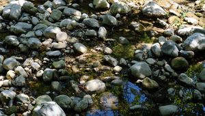 Preview wallpaper stones, water, shadows, stream, moss