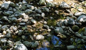 Preview wallpaper stones, water, shadows, stream, moss