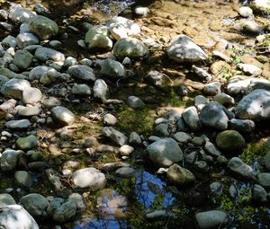 Preview wallpaper stones, water, shadows, stream, moss