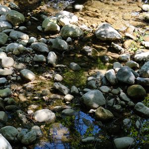 Preview wallpaper stones, water, shadows, stream, moss