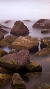 Preview wallpaper stones, water, sharp, fog