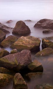 Preview wallpaper stones, water, sharp, fog