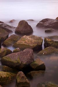 Preview wallpaper stones, water, sharp, fog