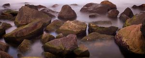 Preview wallpaper stones, water, sharp, fog