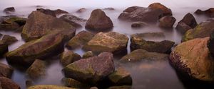 Preview wallpaper stones, water, sharp, fog