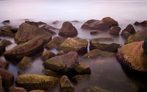 Preview wallpaper stones, water, sharp, fog