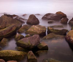 Preview wallpaper stones, water, sharp, fog