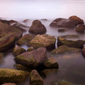 Preview wallpaper stones, water, sharp, fog