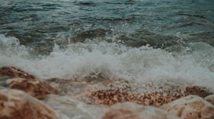 Preview wallpaper stones, water, spray, sea, shore