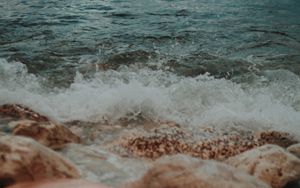 Preview wallpaper stones, water, spray, sea, shore